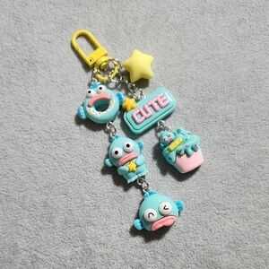 Cute Blue Hangyodon Charm Keychain